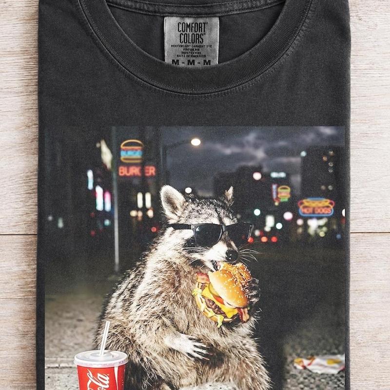 Raccoon Eating Meme Hamburger T-Shirt