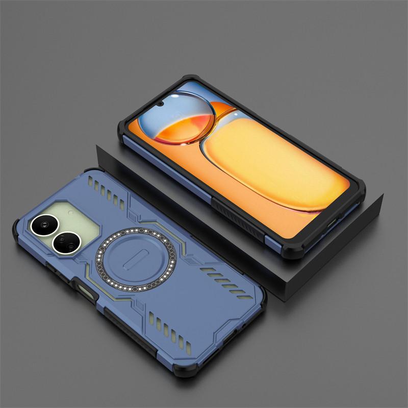 Shockproof Armor Case For Xiaomi Redmi 13C Magnetic Adsorption Wireless Charge Cover Redmi 13C Case For Redmi 13C Case 6.74 Inch