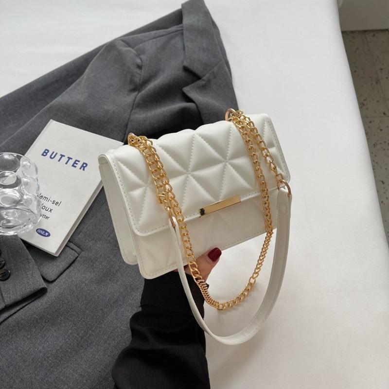 Women's Simple Texture Rhombus Embroidery Pleated Handbag 2026 Autumn New Temperament Single Shoulder Crossbody Bag