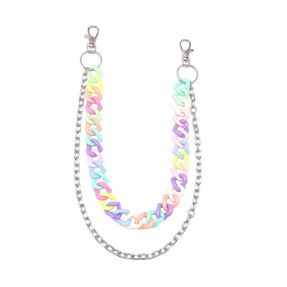 Double Layer Star Belt Chain Rainbow Cross Pants Chain Punk Heart Waist Chain  Jeans Decor