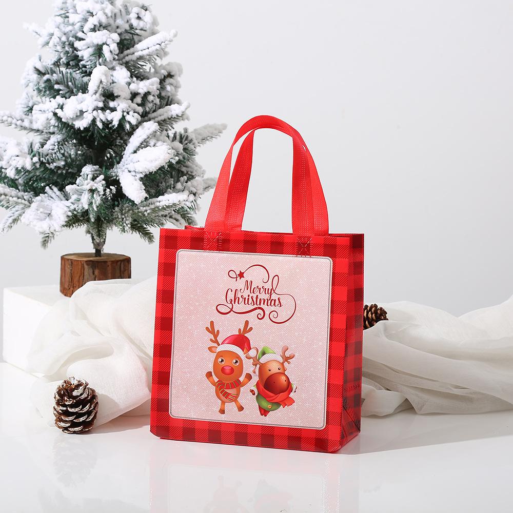 12/30pcs Merry Christmas Non Woven Gift Bags, Snowman, Reindeer, Party Supplies, Packing Candy Present, Reusable