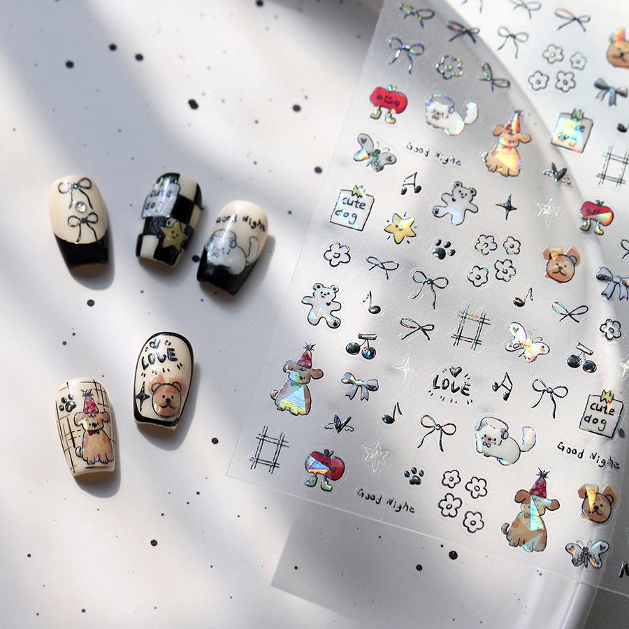 

TENSOR Transparent Crushed Glass Cartoon Nail Stickers M-918 - Hot Stamping Series