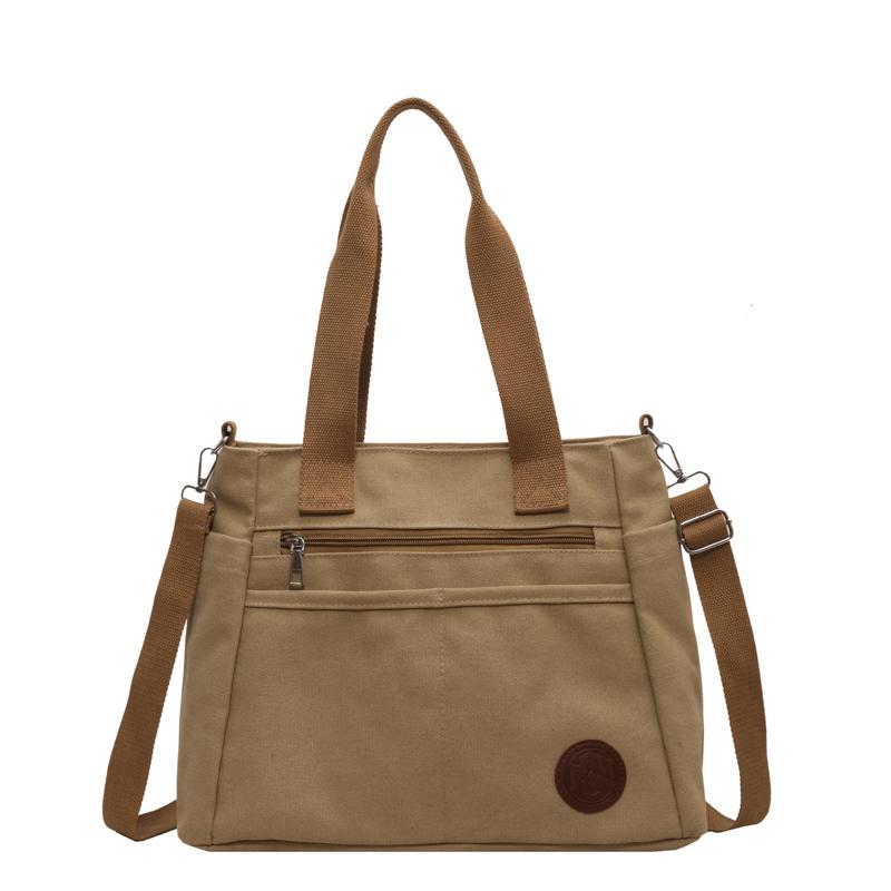 

Студентська сумка великої місткості Велика сумка Жіноча полотняна сумка Сумка на плече хакі