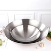 "Double-Ear Stainless Steel Frying Pan - Large, Round Bottom, Single Handle, Ideal for Household and Restaurant Gas Stove Use"