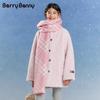 BARRY BANNY Girls' Pink Plush Faux Lamb Wool Warm Coat