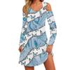 Women's And Winter Casual Fashion V-neck Long Sleeve Print Long Dress With Pocket