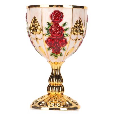 Gold Chalice 4 Inch High Zinc Alloy Retro Embossed Flower Pattern Elegant Pimp Cup for Party