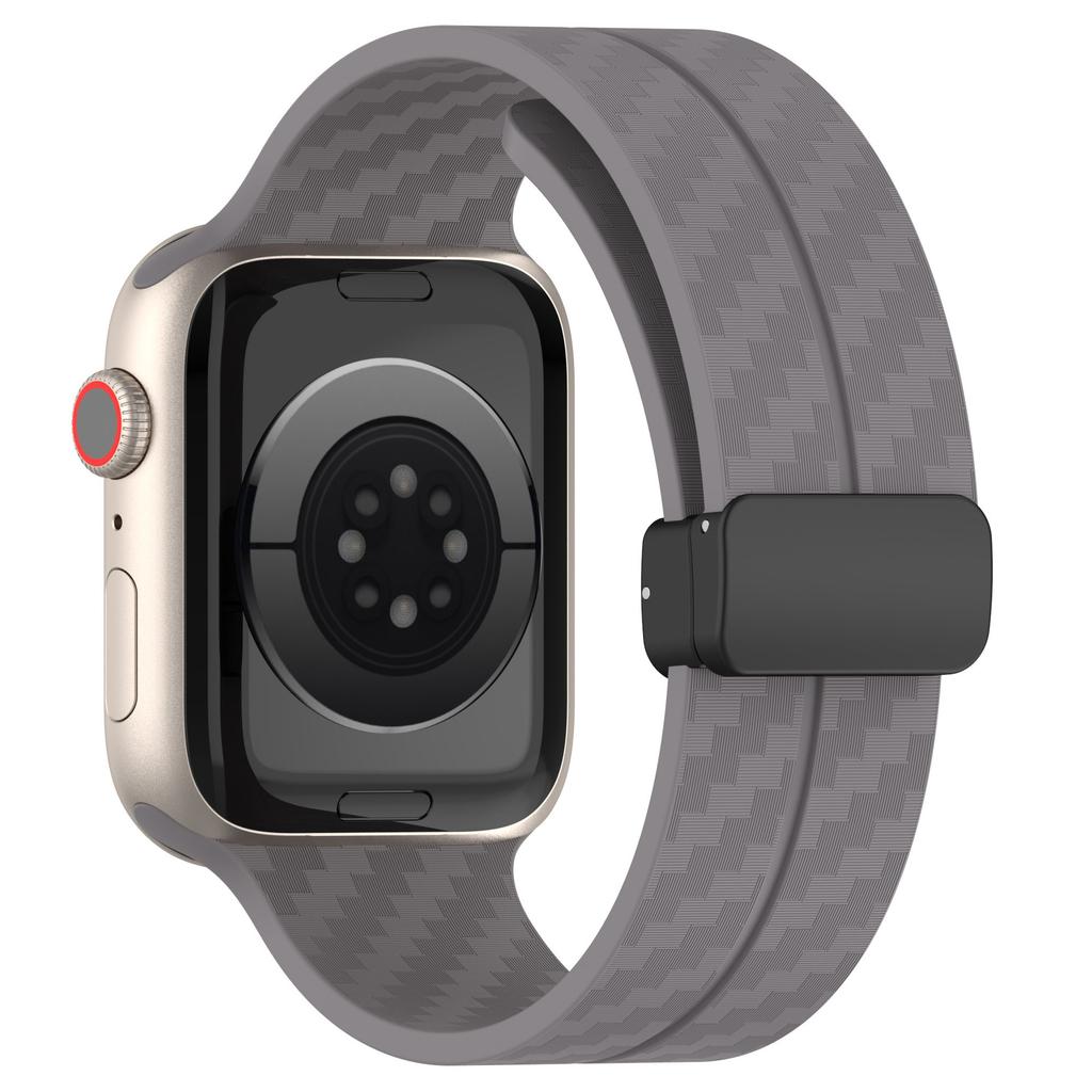 KALEBOL Magnetisches Silikonarmband für Apple Watch Serie 10 9 8 7 SE 6 5 4 3 2 1 42mm 41mm 40mm 38mm Carbonfaser-Textur Uhrenarmband