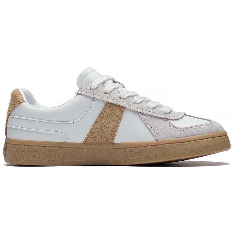 Li Ning Yunchuan Textile, Synthetic Leather Cushioning, Wear Resistant Low top Skateboard Shoes Men's White Brown AGCS289-4