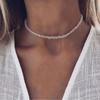 Mulit-cut Glass Crystal Irregular Beaded Choker Necklace for Women Transparent Vintage Collarbone Collar Neck Fashion Jewelry