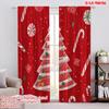 2pcs,2D Plane Printing Minimalist Curtains Christmas Tree Snowflakes Ornaments (3) Versatile Polyester (without Rod) Gifts Use