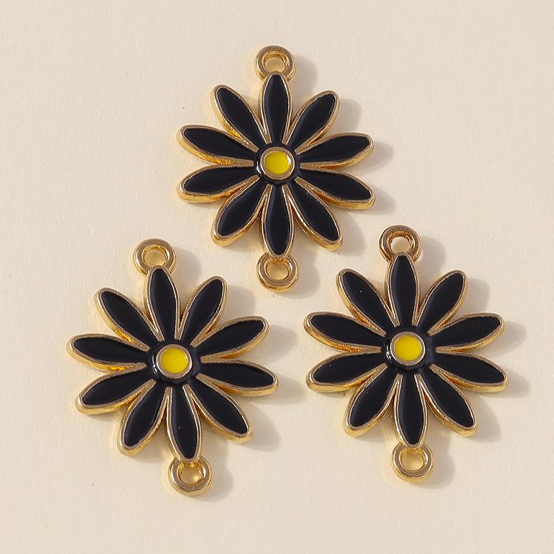 Leslie 10 Stück Bunte Doppel Loch Gänseblümchen Anhänger Für Schmuckherstellung Armband Halskette DIY Schlüsselanhänger Anhänger