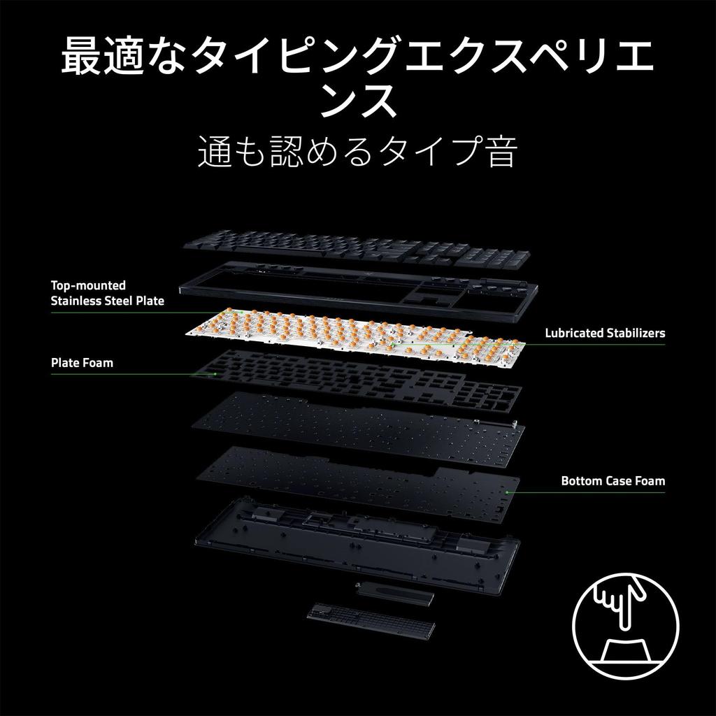 Razer BlackWidow V4 HyperSpeed JP Yellow Linear Switch Gaming Thin Yellow Linear Mechanical Aluminum Top 11 Control Japanese Layout Japanese Retailer