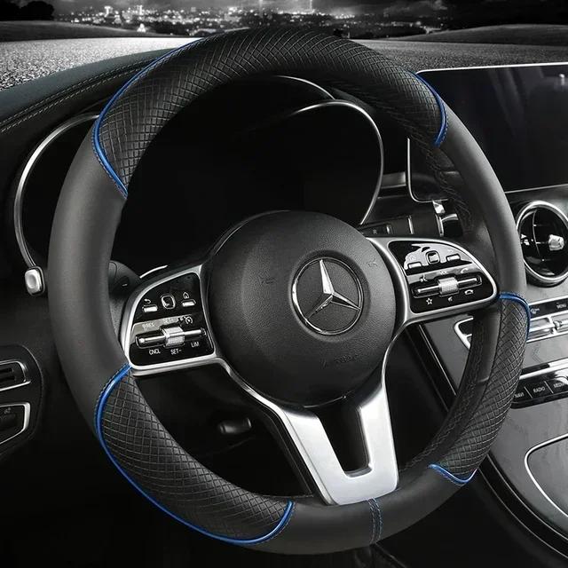 All Seasons Leather Diamond Steering Wheel Cover Universal Fit for 14 .5-15 Inch Durable Leather Cover Anti-Slip Veins Amagi