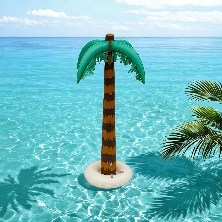 34.3-inch Inflatable Coconut Tree PVC Decoration Beach Themed Swimming Pool Party Decoration Outdoor Portable Party Supplies