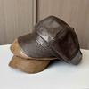 Spring and Autumn New PU Leather Octagonal Hat Children's Fashion Casual Face Small Peaked Hat Retro British Painter Hat Tide