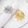 1/2/6Pcs Golden Metal Napkin Ring Faux Pearl Decor Snowflake Design Winter-themed Napkin Holders Weddings Parties Table Decor