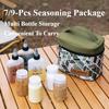 7/9Pcs-Set Camping Seasoning Bottle Set Storage Bag Portable Pepper Spice Storage Jars Set Reusable Picnic Pouch Travel Supplies