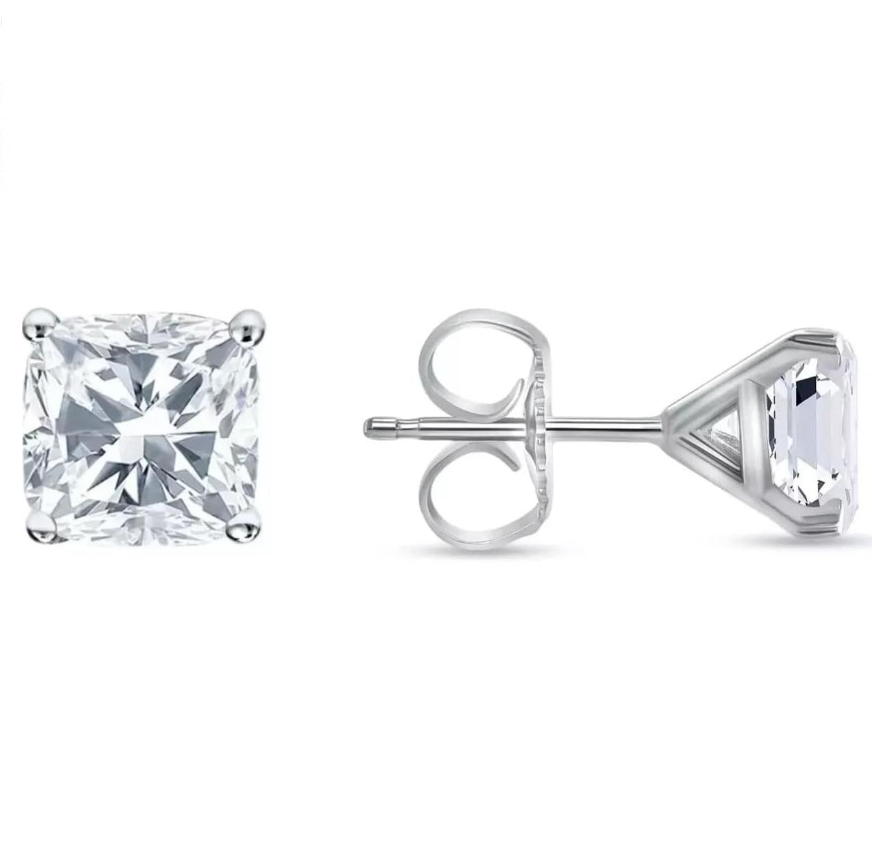 

Jewels Prim Серьги-пусеты с бриллиантами огранки «кушон» 6 карат из цельного белого золота 14 карат, серьги-пусеты «мартини» с пусетной застежкой, женские украшения ручной работы 15MM серебряный