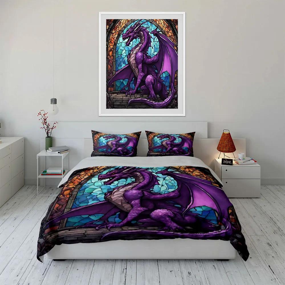 Purple Dragon Decor Set Soft Comfortable Duvet Cover Bedding Set Included 1*Duvet Cover & 2*Pillowcases gift