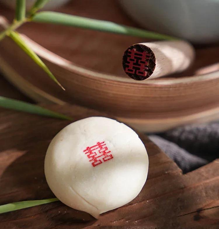 Wood Cake Chinese Traditional Seal Baking Cookie Cake Steamed Moon Dessert Accessories Manual DIY Molds Stamp Pastry Mold Bun