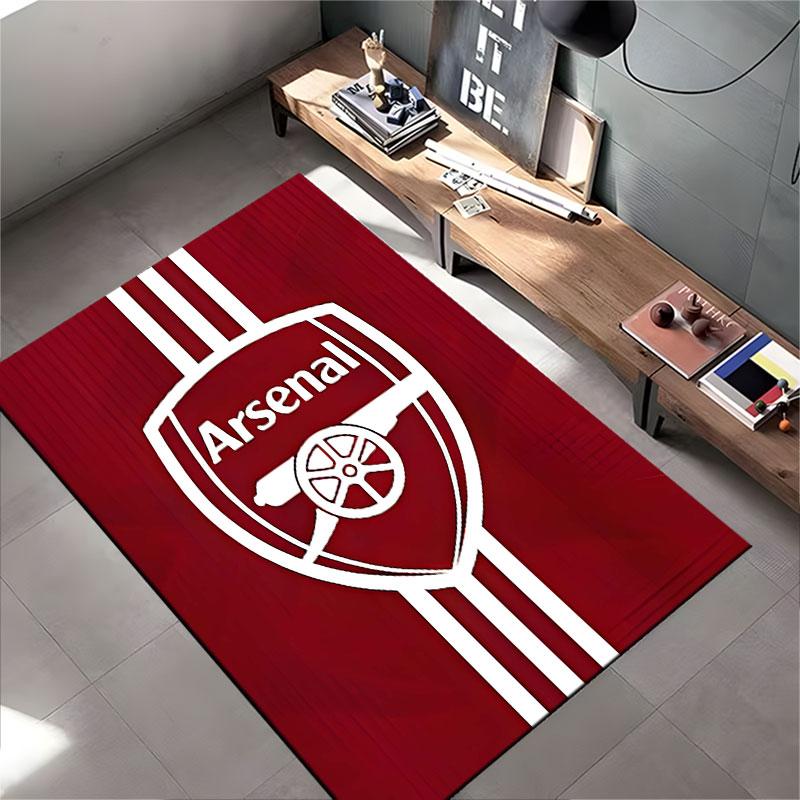 Rotes Arsenal Logo Teppichdesign geeignet als rutschfeste Matte für das Wohnzimmer oder Schlafzimmer Sofa