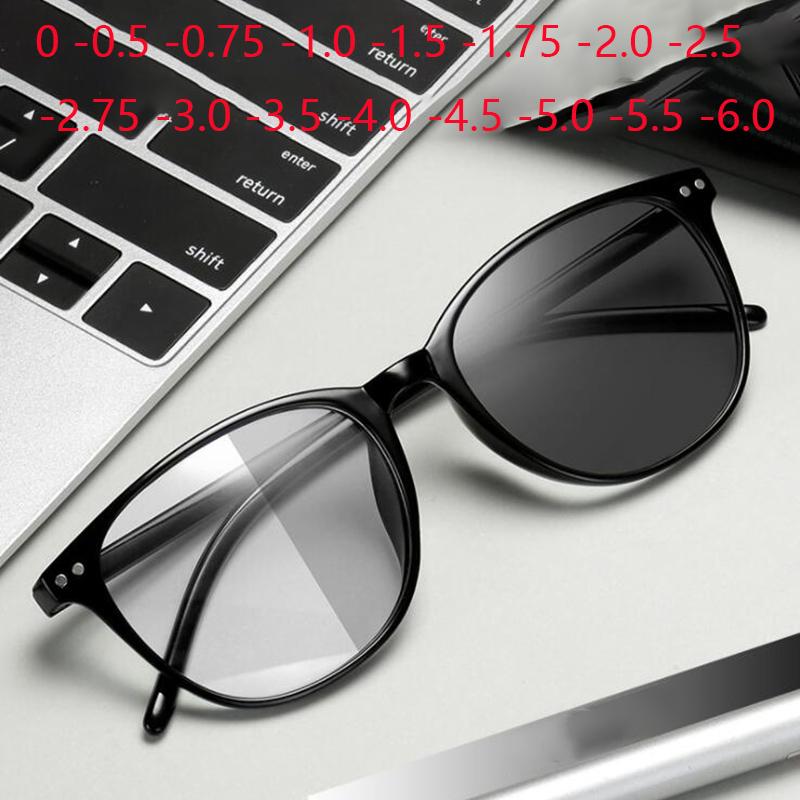 Rivets Finished Myopia Glasses Change Color Photochromic Eyewear Women Men Prescription 0 -0.5 -1.0 -1.5 -2.0 -2.5 -3.0 To -6.0