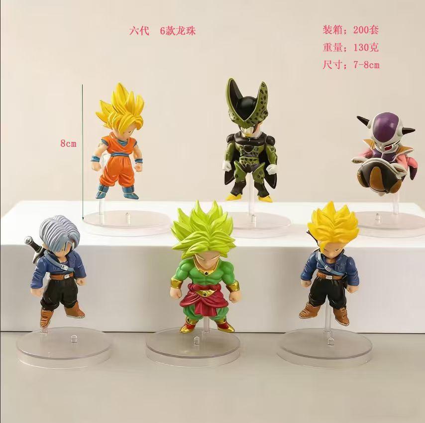 Anime Dragon Ball 6pcsSet Goku Broly Cell Frieza Trunks Action Figures Model Desktop Decoration Model Statue Collectible Gifts