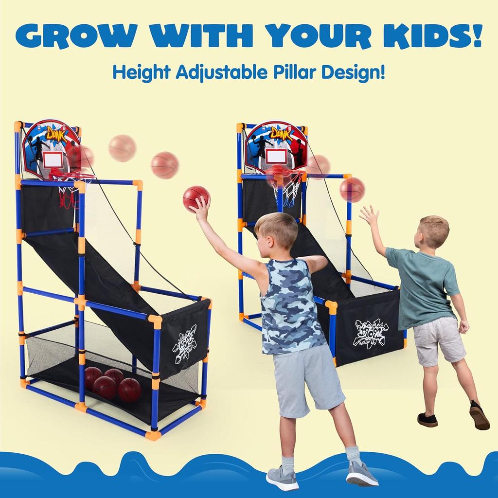 Arcade Basketball Game Set Balls Hoop Kids Years Old Indoor Outdoor Sport Play JOYFY with 4 and for 3 to 12 Round Sensory Compression Bouncy Durable