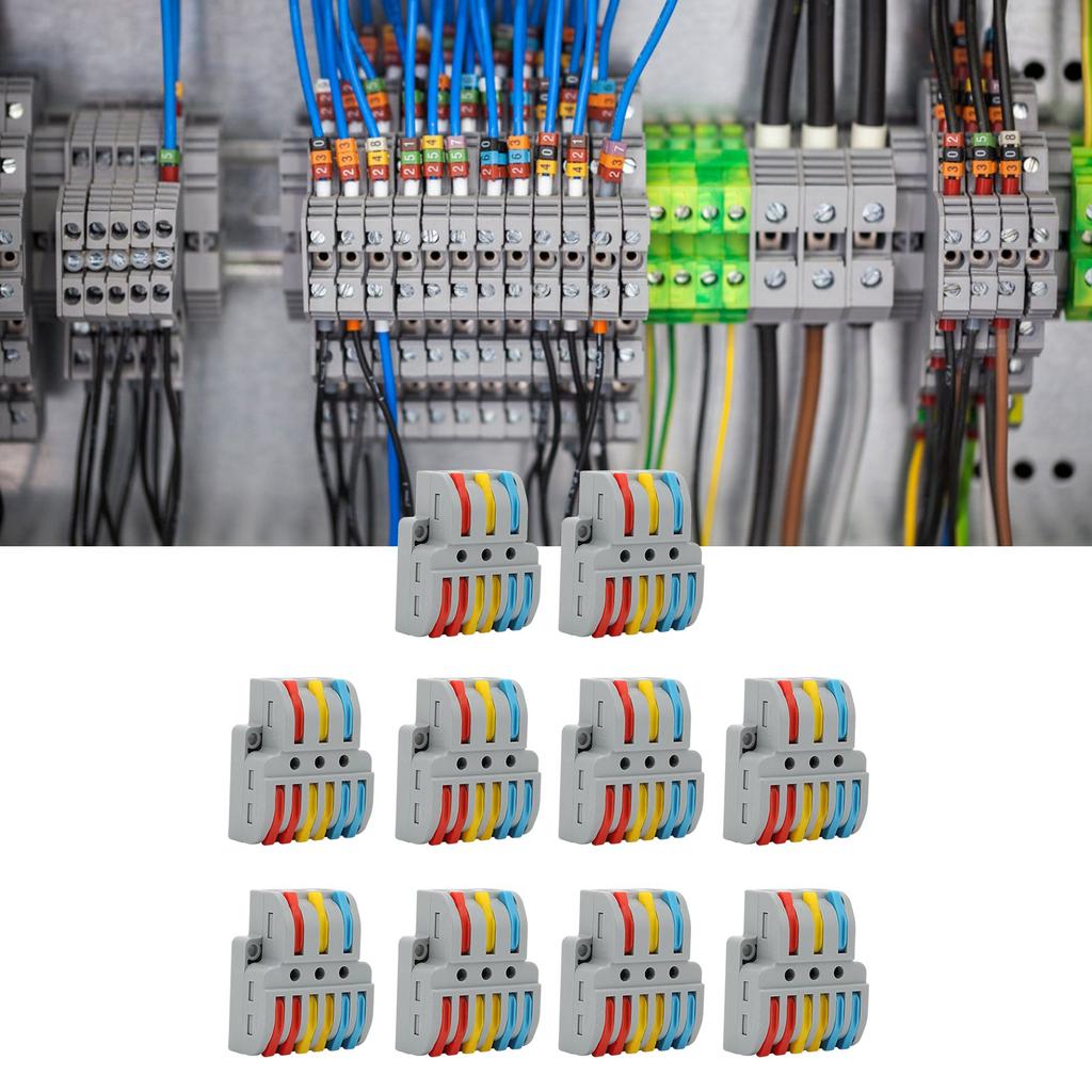 10Pcs Wire Block Clamp Terminal 3?in?6?out Color Quick Wiring Electrical Connectors LT?633