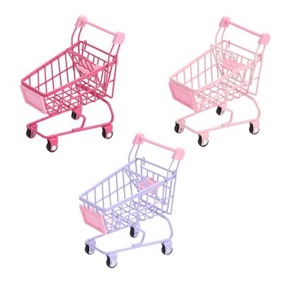 Mini Shopping Cart Model Stationery Play House Toys Dollhouse Furniture Container Storage Box for Office Home Accessories