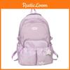 Trendy Nylon Bookbag For Girls With Grid Print Design And Letter Decor