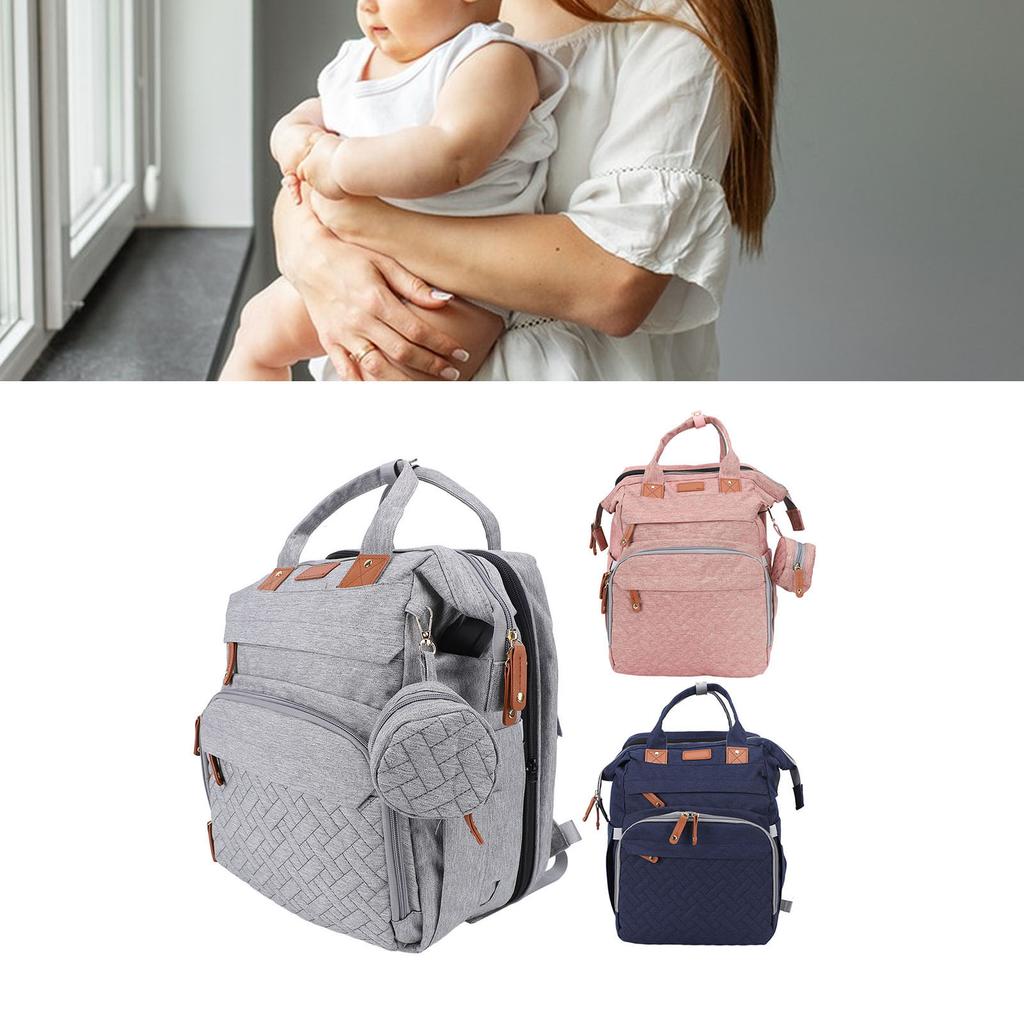 Diaper Bag Foldable Multifunctional Baby Diaper Backpack with USB Charging Port for Travel