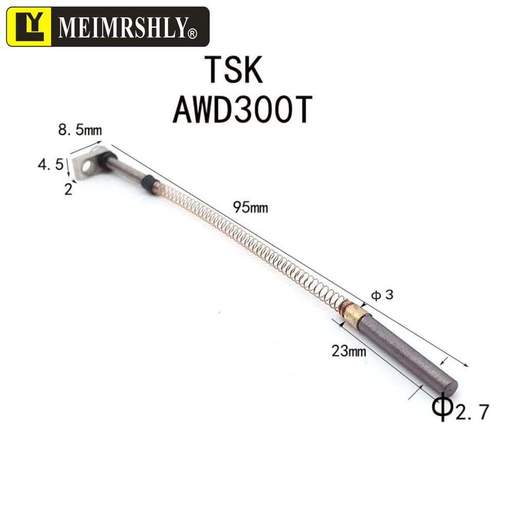 TSK AWD300T Spindle Motor Slotting Machine Carbon Brush, 2.7x18mm, Total Length 47mm, with 3x17mm Copper Bushing.