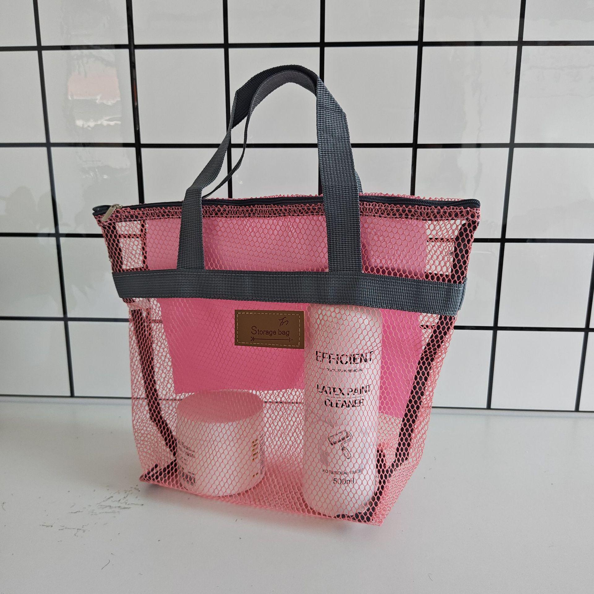 

Multifunctional Travel Beach and Toiletry Mesh Bag рожевий