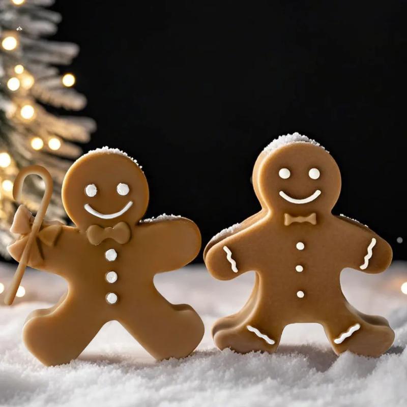 DIY Cartoon Gingerbread Man Silicone Candle Mold Christmas Cookie Chocolate Baking Tool Handmade Soap Candle Making Supplies