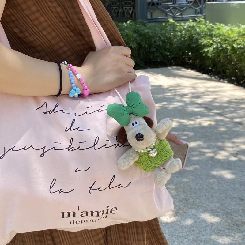 Xiaohongshu Cute Bow Skirt Repair Dog Doll Bag Pendant, Necklace Pilot Puppy Pendant Keychain