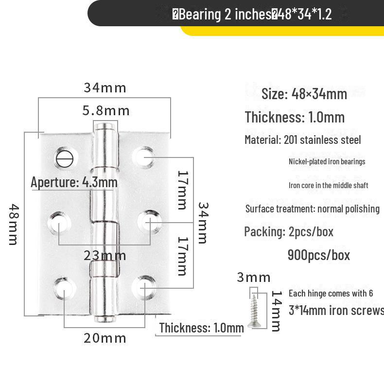 Miniaturowe płaskie zawiasy ze stali nierdzewnej do drzwi szafek drewnianych - rozmiary: 1, 1,5, 2, 2,5, 3, 4 cale