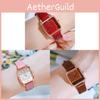 Gadi Vintage Ladies Square Watch With Leather Band Waterproof Quartz For Casual Wear