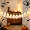 Easy Install Decorative Lighting Halloween Decoration String Lights, with Sequin Fabric Decor, Battery Operated Lightweight Hanging Ghost Party Lights