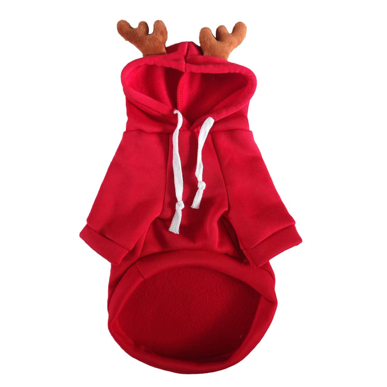 

Christmas Reindeer Hoodie for Small Medium Dogs Warm Woven Polyester Holiday Costume Sweatshirt XXL червоний