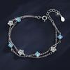 925 Silver Blue White Crystal Bracelets For Women Luxury Sparkling Double Layer Star Bracelets Elegant Jewelry