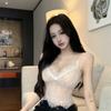 French Lace Suspender Vest with Chest Pad Women's Spring, Autumn and Winter Sexy Wind Waist Sleeveless Bottom Top