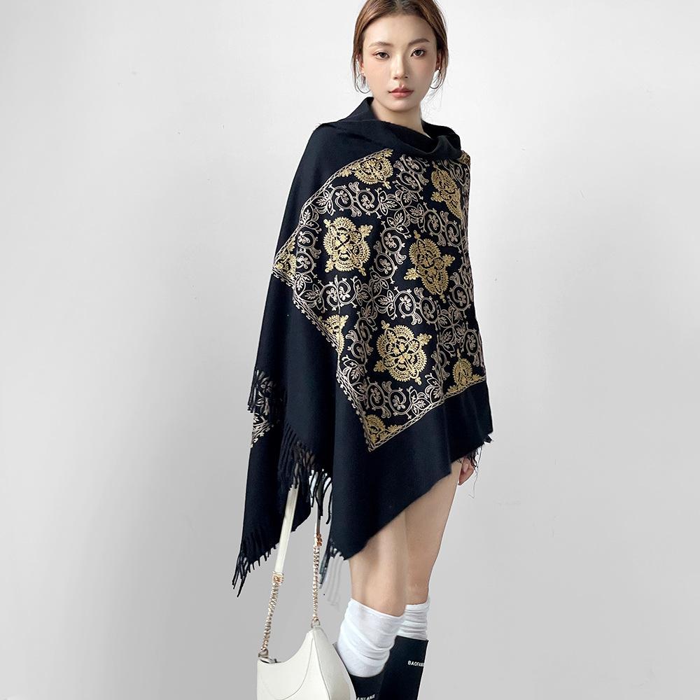 Luxury  Fashion Cashmere Shawl Large Cashew Printed Scarf Double-Sided Embroidered Tassel Scarves Women Blanket Bandana