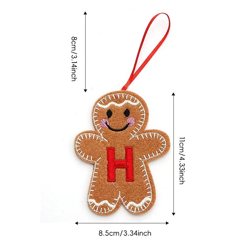 

A-Z Gingerbread Man Doll Christmas Decoration Pendants Xmas Tree Hanging Ornament Christmas for Home New Year Kids Gift