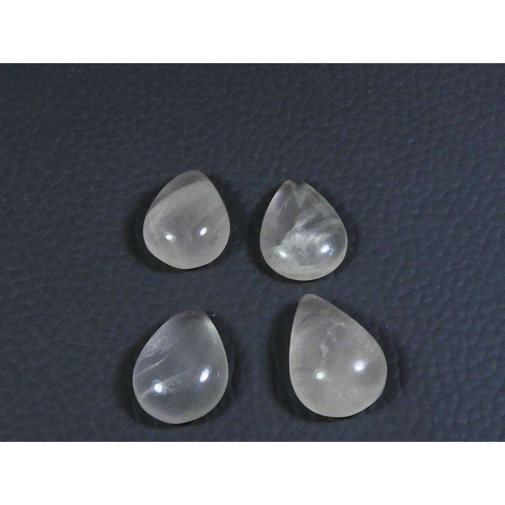 11X15MM Natural Rose Quartz Pear Cabochon Loose Gemstone 4Pcs Lot 32Cts. A-352