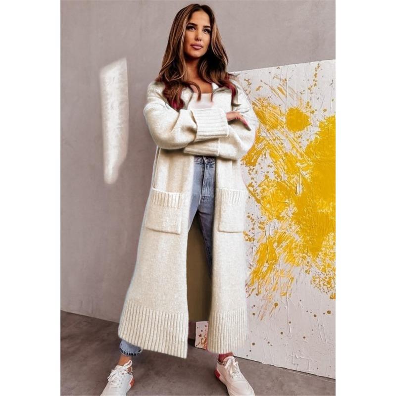 Женская мода повседневная осень-зима однотонные принты с длинным рукавом свитера L бежевый 2980₽