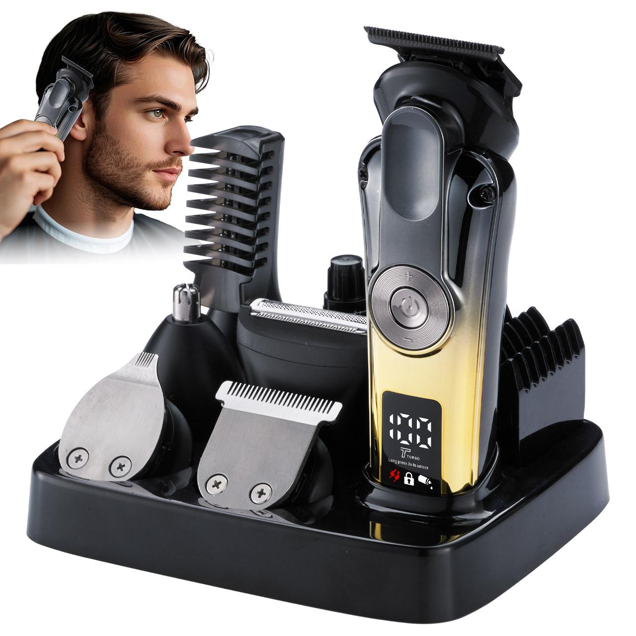 

Многофункциональный мужской набор для ухода: Набор электрического триммера для волос с множеством насадок для комплексной укладки