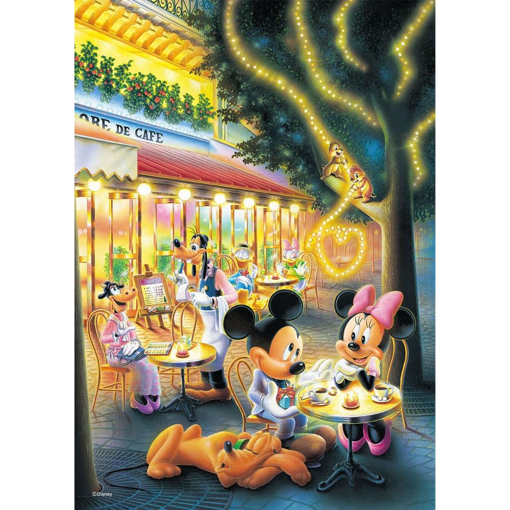 

Tenyo Disney Cafe Terrace Jigsaw Puzzle 108 Pieces Glow-in-the-Dark with Adhesive and Spatula 18.2x25.7cm