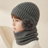 Children's Winter Snowflake Earmuffs and Scarf Set - Fleece-Lined, Thick Knit for Outdoor Cycling